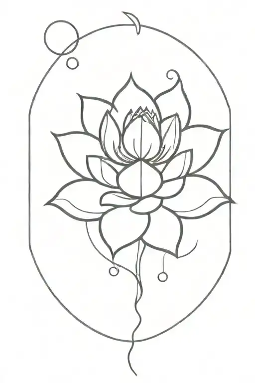 Unalome With Lotus And Moon Rising