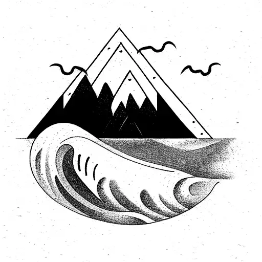 Mountain With Ocean Wave