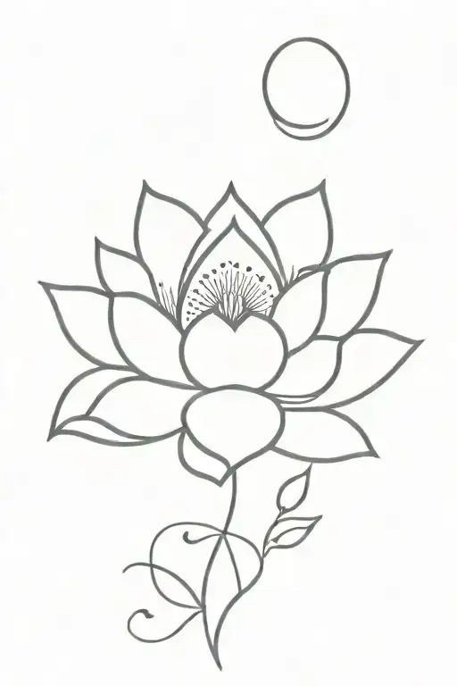 Unalome With Lotus And Moon Rising