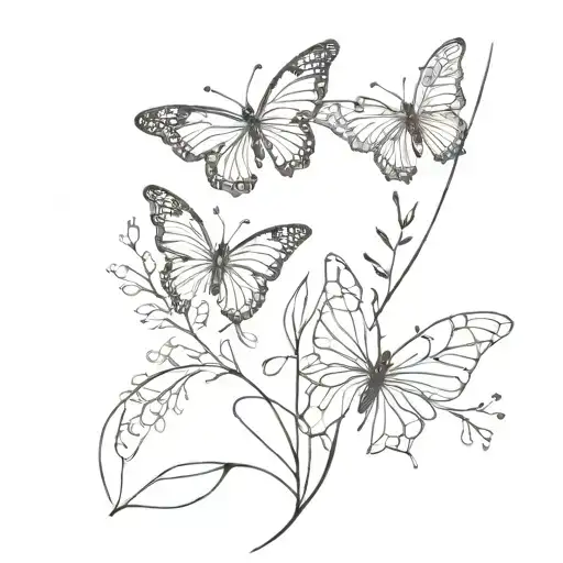 Incorporate Flowy Abstract Line Art Into A Minimalist Botanical Design With Butterflies