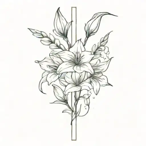 Gladiolus Flower Around Cross With Virgo And Gemini Constellation