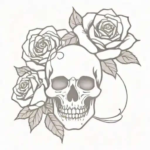 Skull And Roses Intertwined