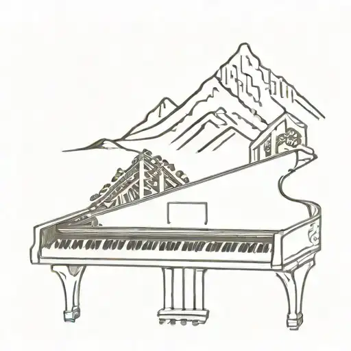 A Piano Keyboard Intertwined With Coffee Beans And Mountain Peaks