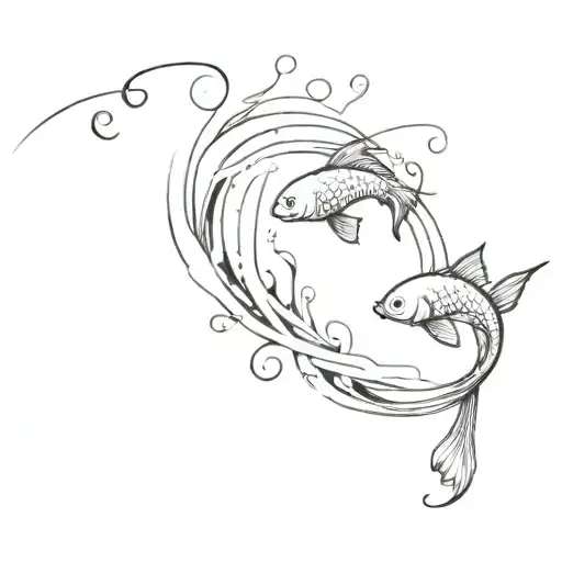 A Music Sheet With Ocean Waves As The Background And A Koi Fish Jumping Out Of The Water