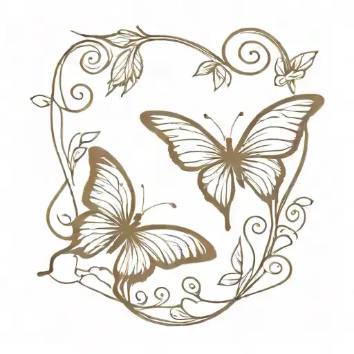 Vine Circling Butterfly Flying