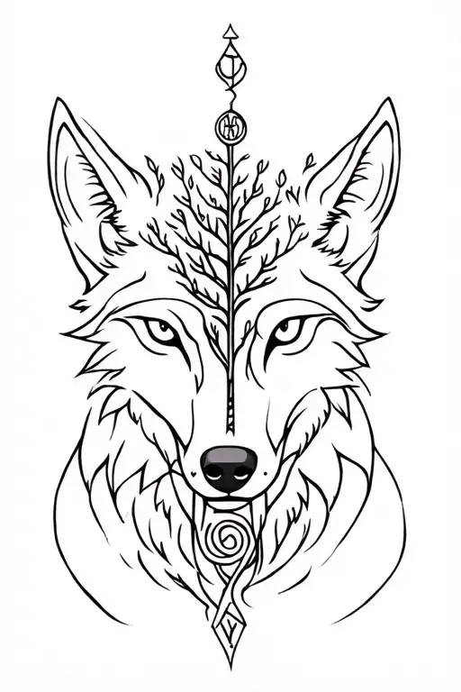 Viking Wolf With Runes And Tree Of Life