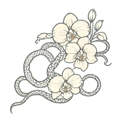 Snake With Orchids