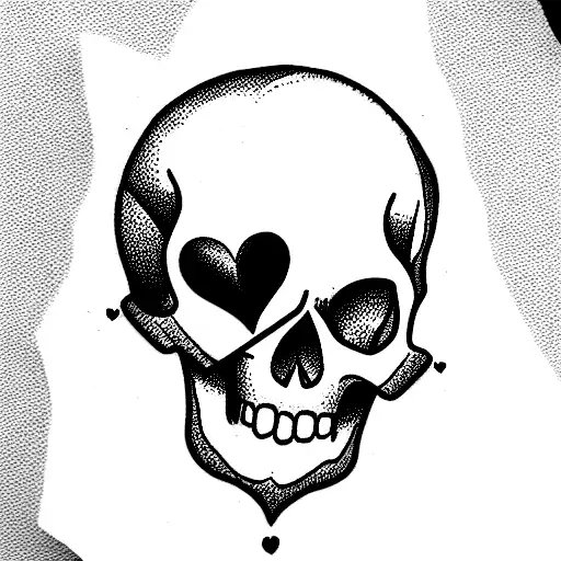 Skull With Heart In A Rectangular Frame