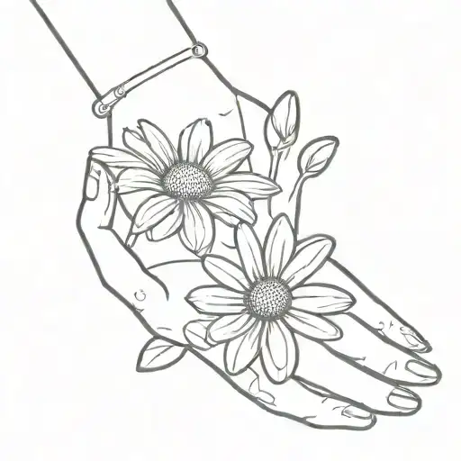 Baby Hand Holding A Daisy Flower