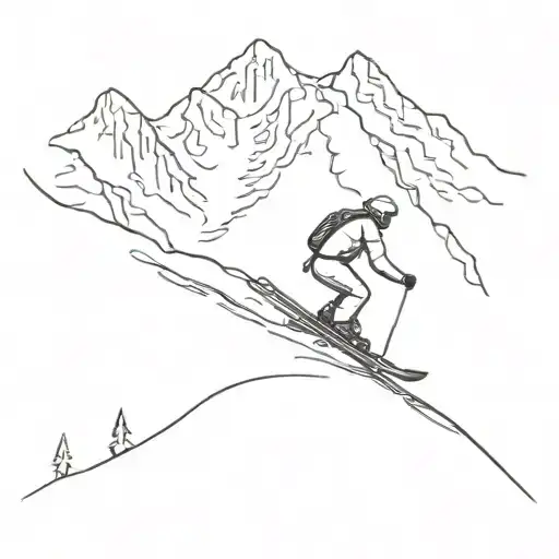 A Minimalist Tattoo Of A Skier Carving Down A Mountain Slope