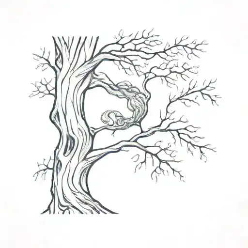 Tree Nymph Hidden As Tree Trunk