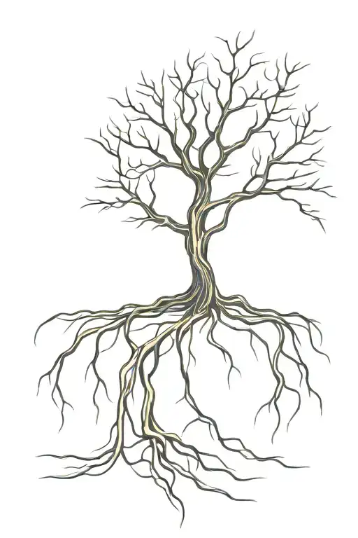 Small Tree With Long Roots That Look Like Nerves