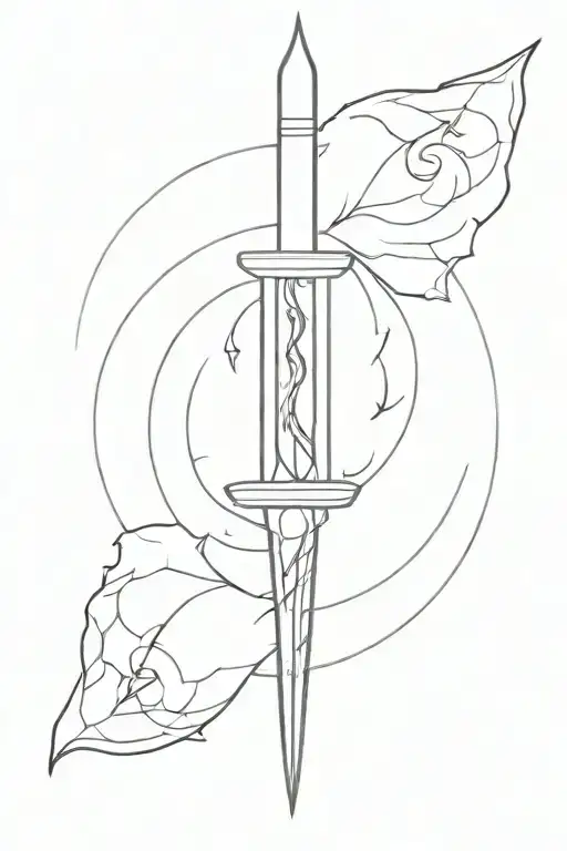 Torch Shaped Like A Dagger Piercing The Triple Moon Symbol