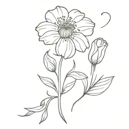 July Birth Flower With Minimalist Leo Sign