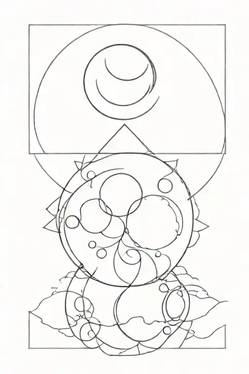 Triple Moon Phases Symbol Incorporated Into A Torch Design