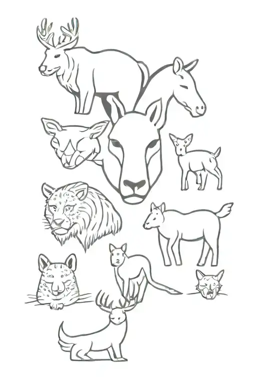 Tattoo In Line With Animals