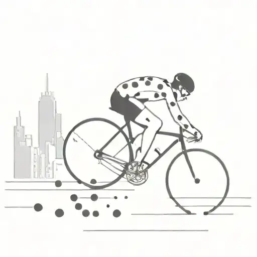 A Detailed Tattoo Of A Cyclist Racing Through A Cityscape Made Entirely Of Black And Grey Dots