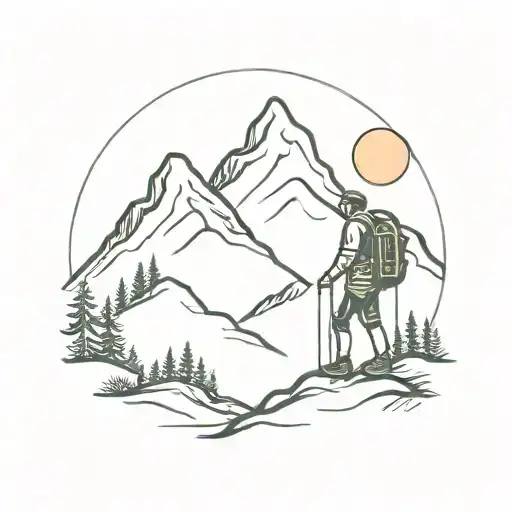 Mountain Hiker With Sun