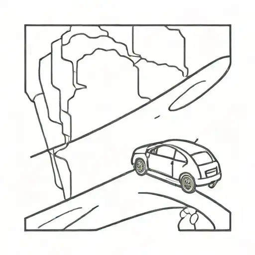 A Minimalist Tattoo Of A Car Drifting Around A Corner