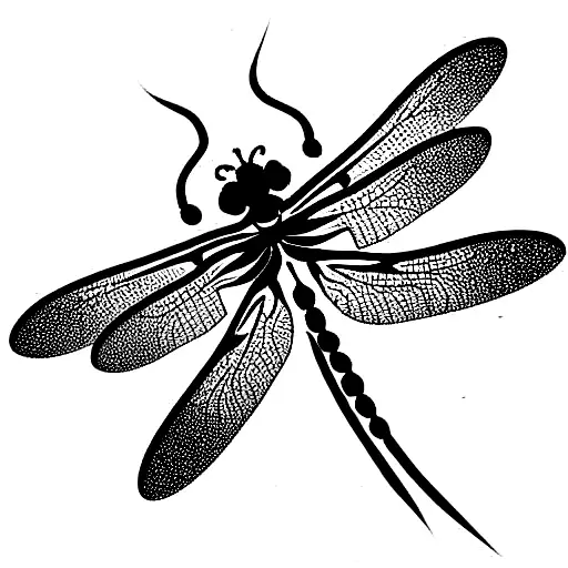 Simple Dragonfly With Cherry Blossom Flowers