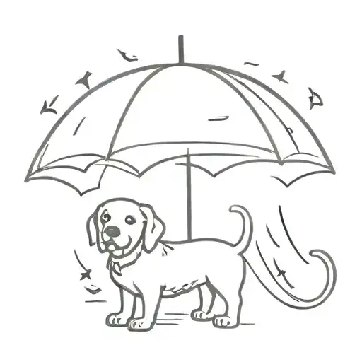 Dog Under Umbrella