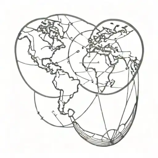 Globe Puzzle Tattoo With Compass Around It