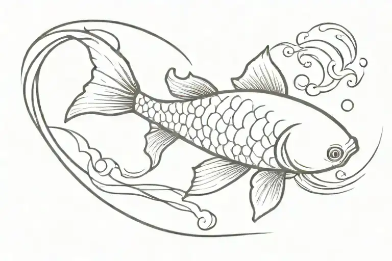 Coy Fish Swimming Upstream