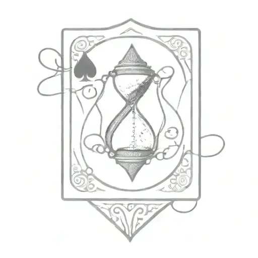 Jack Playing Card Slipped Partially Behind An Hourglass Sparse Dust Coiling In-between