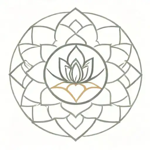 Symetrical Mandala With Aum Sumbol With Lotus Flower
