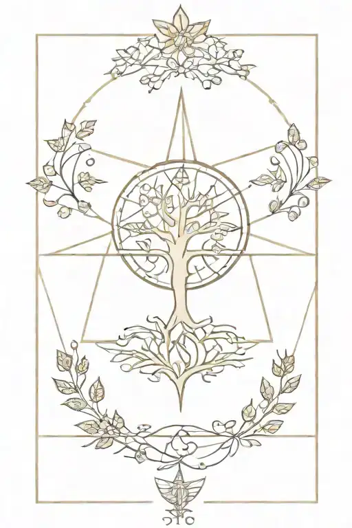 Compass Rose With Tree Of Life