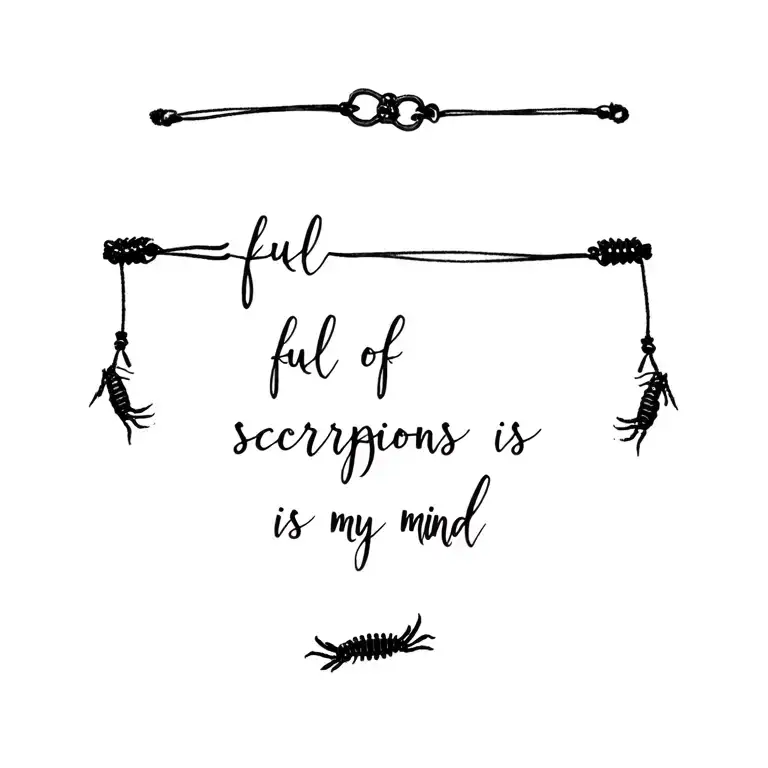 Bracelet Tattoo With The Quotation 'Full Of Scorpions Is My Mind'