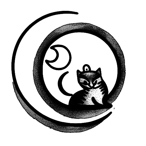 Cat And The Moon Gothic Style