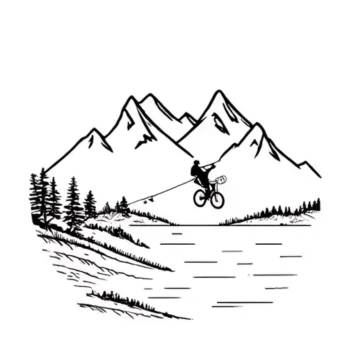 Sport Cycling Fishing Between Mountains