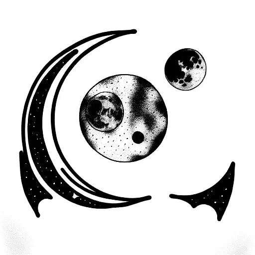 The Moon And Luna Cat Line Work