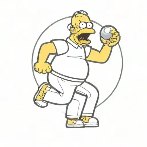 Homer Simpson Bowling With A Metallica Symbol On His Bowling Ball