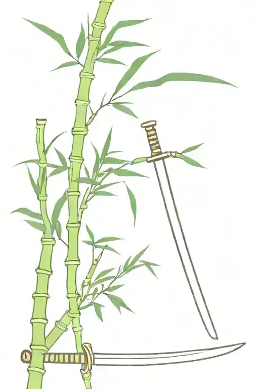 Japanese Bamboo And Katana