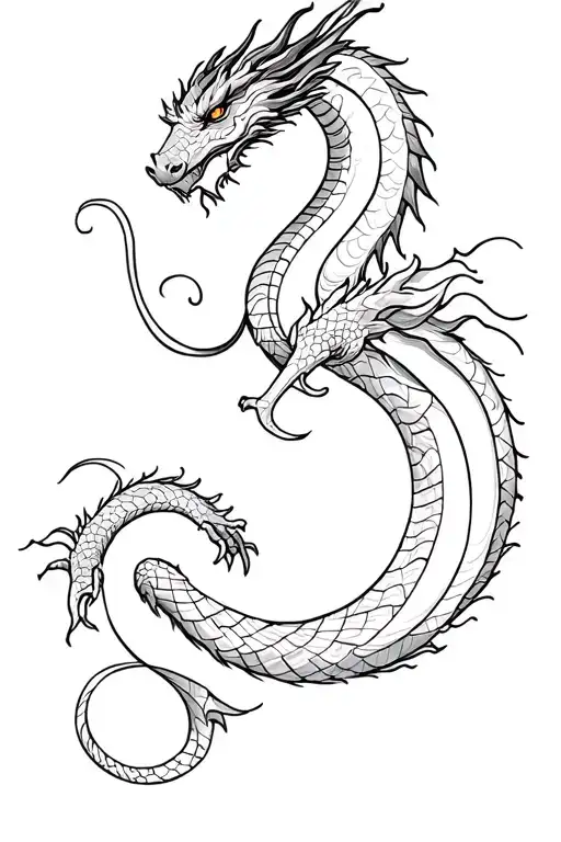 Dragon Curled Around These Images Representing Your Family