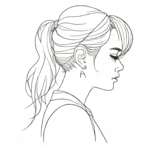 Outline Minimal Little Girl Hairstyle