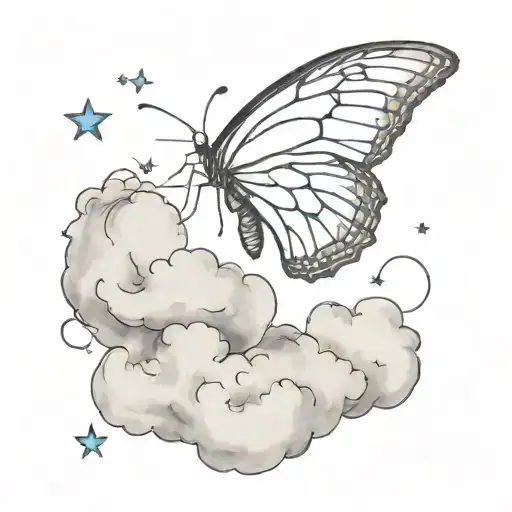 Butterfly Purched On Moon And Clouds Galaxy Watercolor Something For Spiritual Growth Transformation