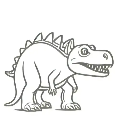 Simple Dinosaur Outline Cartoon