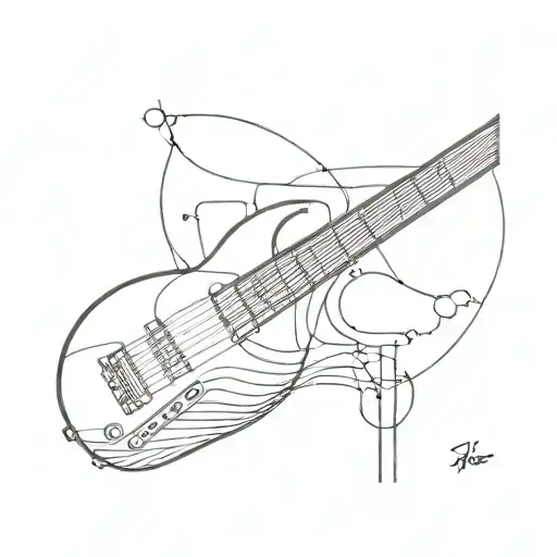 A Minimalist Tattoo Of A Dna Strand Morphing Into A Bass Guitar Neck