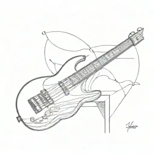 A Minimalist Tattoo Of A Dna Strand Morphing Into A Bass Guitar Neck