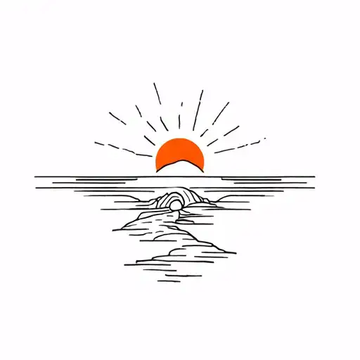 Rising Sun And A Waterfall