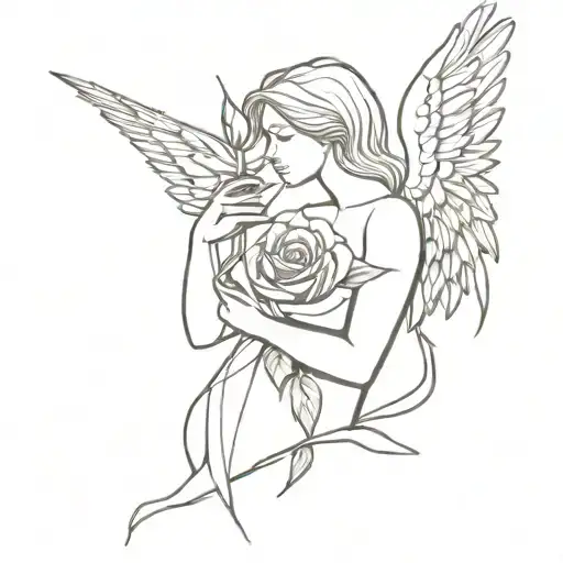 Angel Holding A Rose With Spines