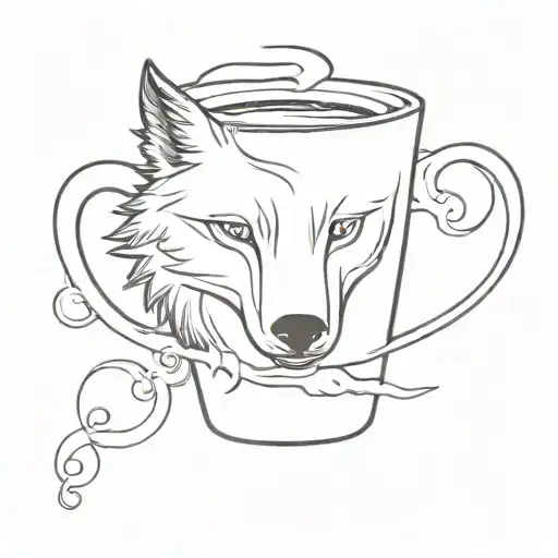 A Coffee Cup With A Wolf Silhouette Emerging From The Steam
