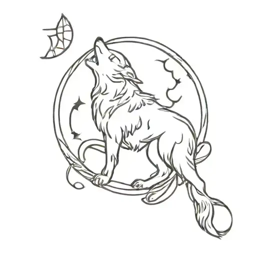 A Wolf Made Out Of Coffee Beans Howling At A Crescent Moon