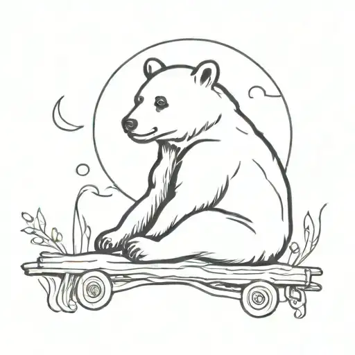 Black Bear Sitting On Van Gogh Style