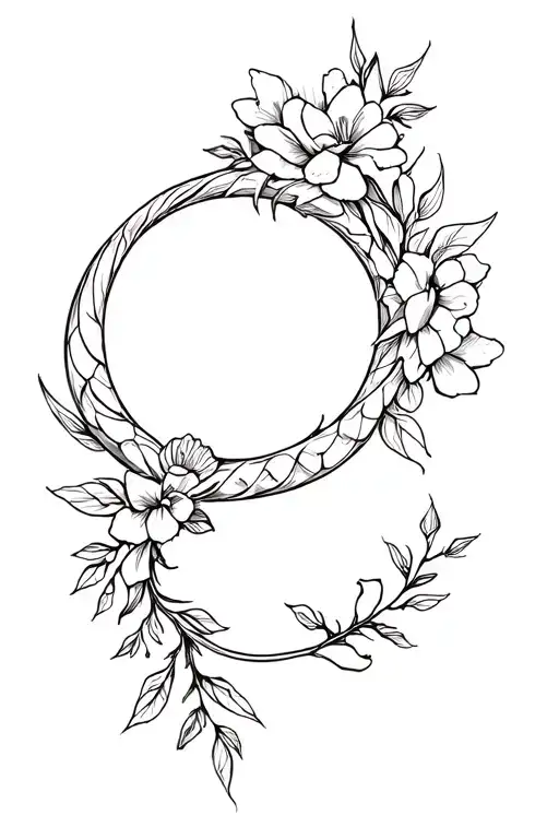 Ouroboros With Flowers And Czech Folclore Motives