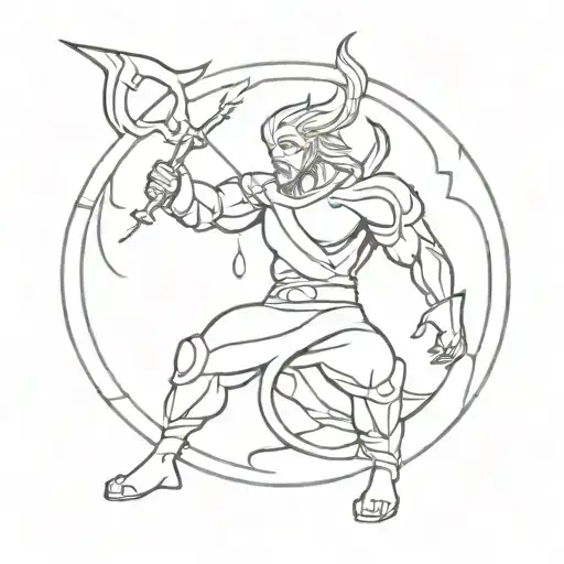 A Mystical Warrior Wielding Elemental Powers