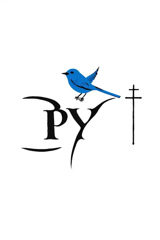 Bluebird With Cross And Initials Py